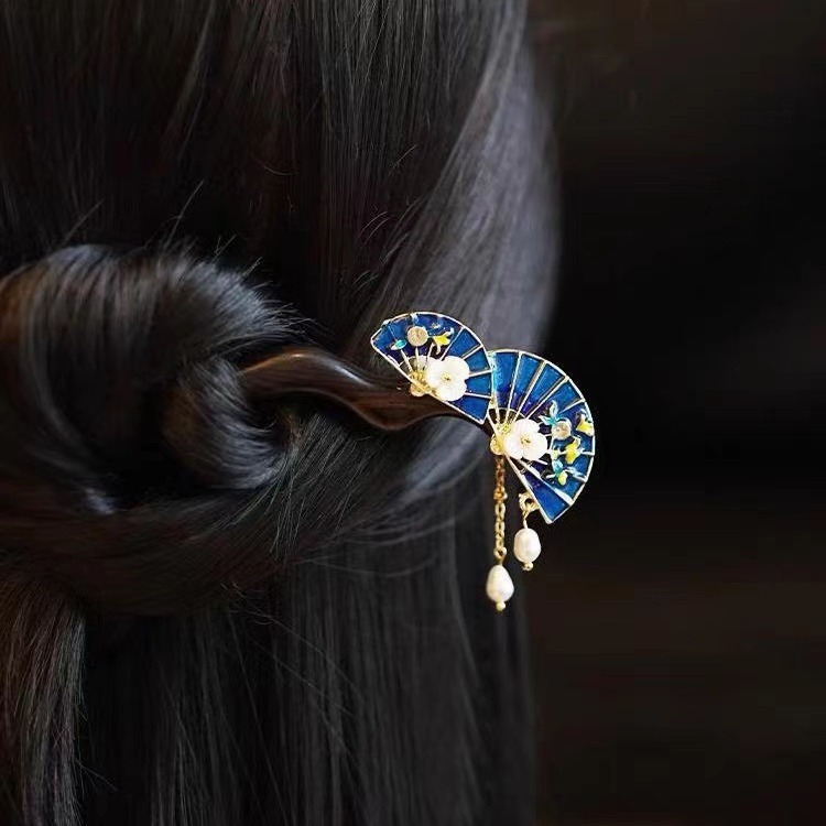 A81 더블 팬 헤어핀 [천연 흑단]