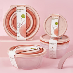 【多件套】圓形方形菠蘿冰箱保鮮盒食物收納盒廚房盒子果蔬儲存盒