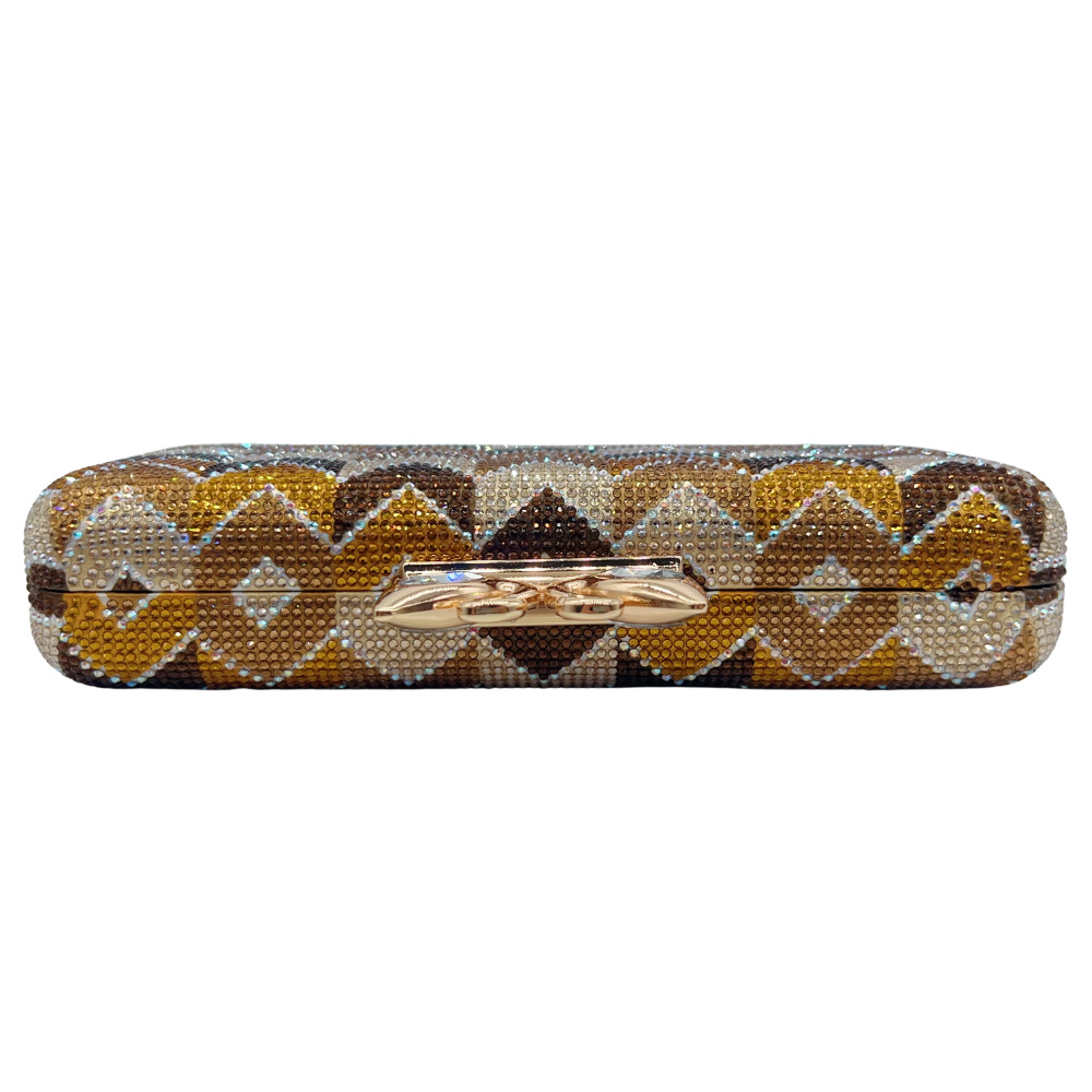 Clutch nữ đính đá lấp lánh hai mặt cầm tay dự tiệc — Đen trắng, màu hồng, màu vàng, màu đỏ chi tiết 3
