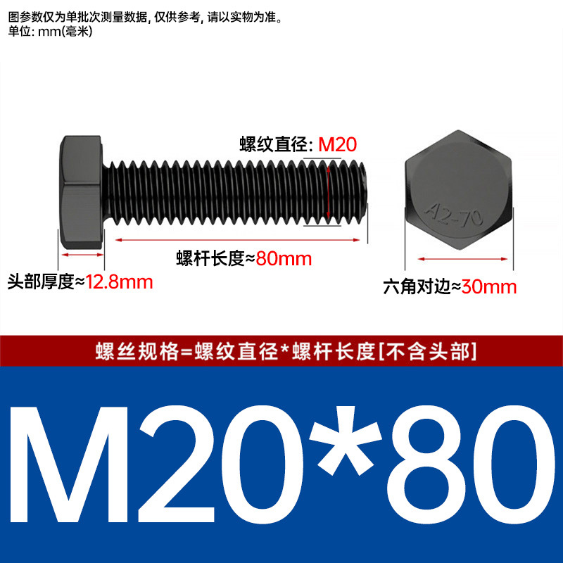 Болт шестигранный Johnson M20x80