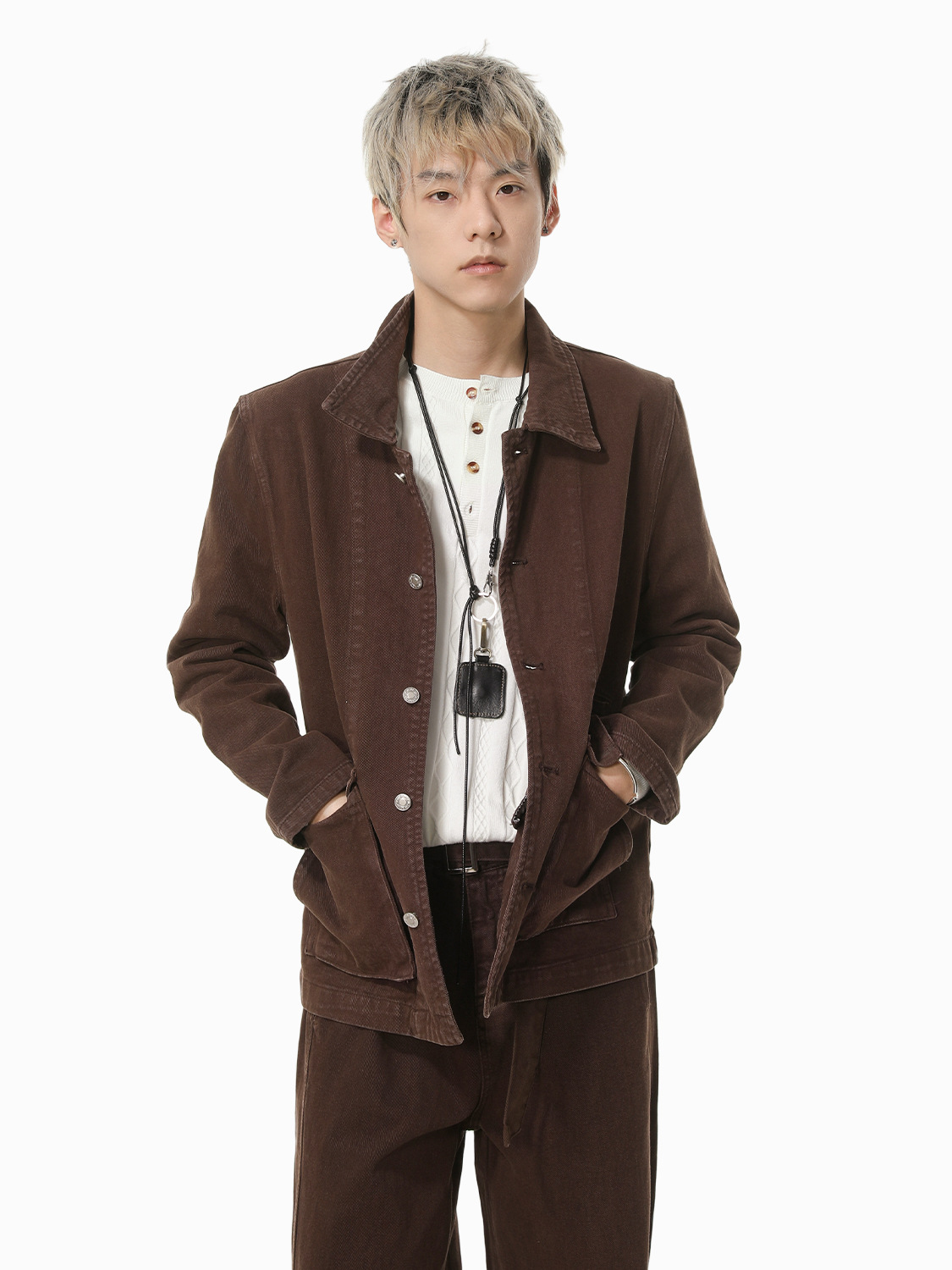 MTLCLOTHES Hombres| Retro hacer viejos altos sentidos algodón herramienta conjunto vaquero