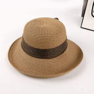 Summer New Ladies Straw Hat Outdoor Sun Hat Casual Fashion Sun Hat Big Bow Warped Edge Sun Hat