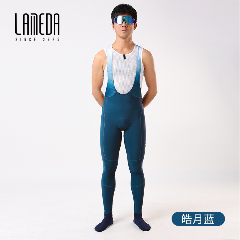 Lanpada 2022 otoño e invierno nuevo coche de carretera fleece suspender pantalones hombres a prueba de viento caliente ciclismo ropa suspender pantalones