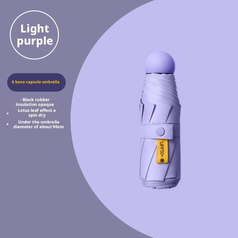 Capsule paraguas para mujeres sol y lluvia doble protección solar UV pequeño portable plegable mini paraguas al por mayor