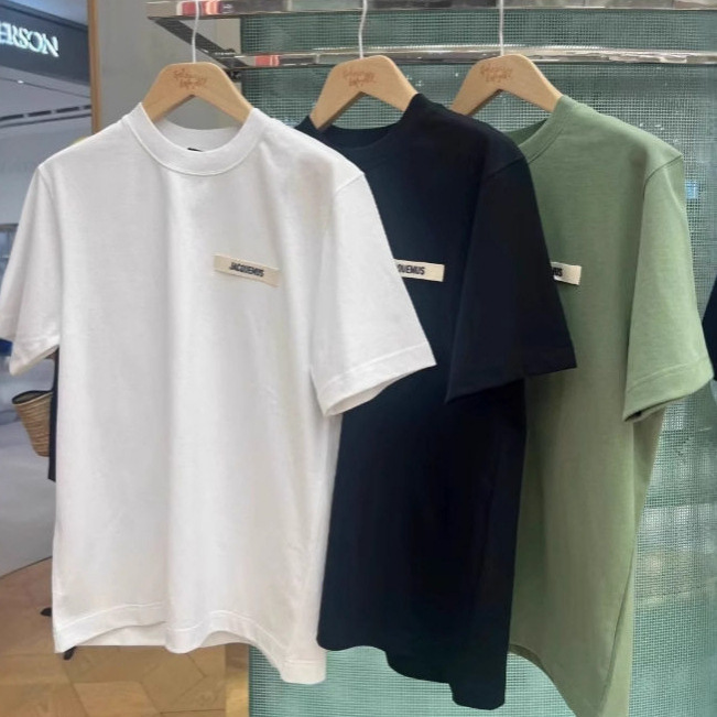 260g High-Quality~Logo Micro-Label Embroidery Cotton Round-Neck Short-Sleeved T-Shirt, Loose and Versatile Casual Pullover Top