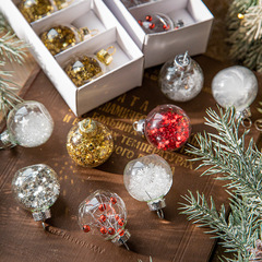 クリスマスボールクリスマスツリーペンダント透明雪ガラス明るいクリスマスボールクリスマス装飾スパンコールボール箱