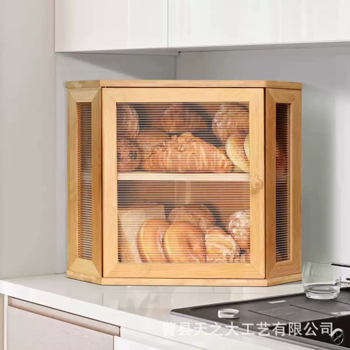 Бамбуковый хлебобулочный ящик Кухонный уголок Двухслойная выпечка Кондитерская коробка для хранения Пищевой торт Коробка для пищевых продуктов