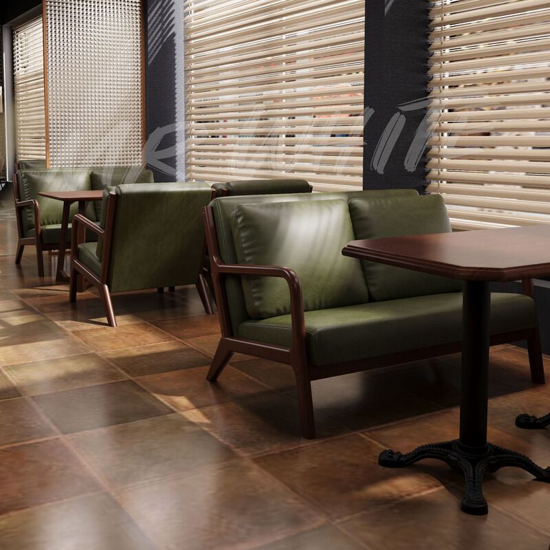 Cafe Table and Chair Set, Bar Booth, Dessert and Milk Tea Shop, Restaurant Sofa, Rest Area, Vintage Oil-Waxed Leather Chair