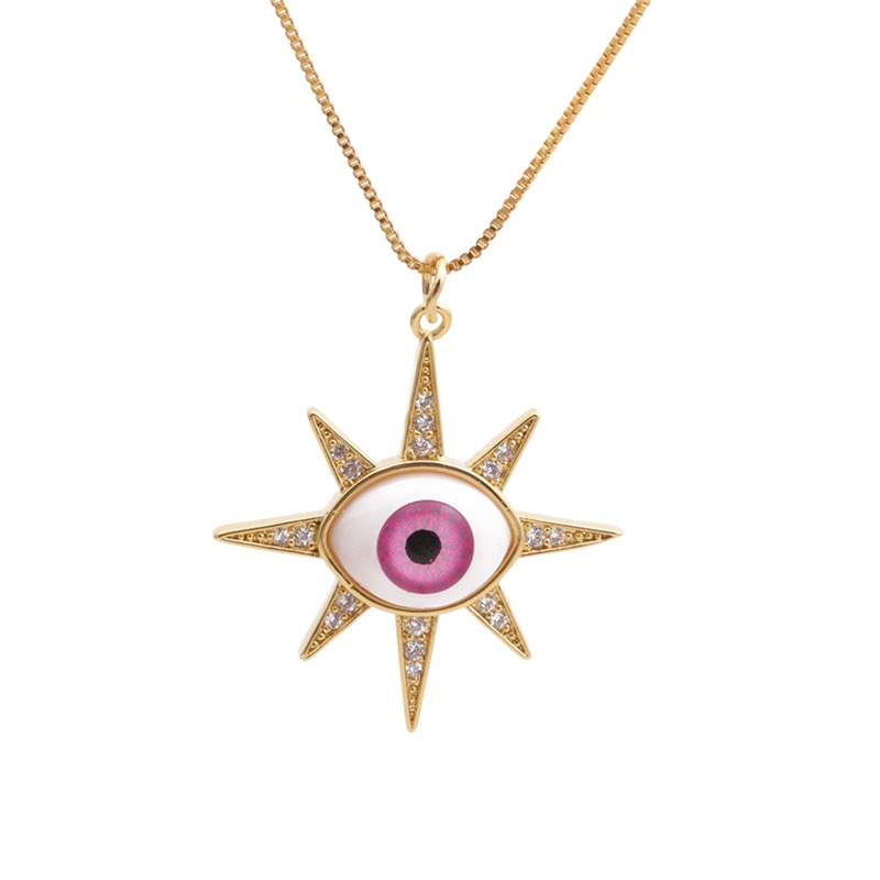 Oil Dripping Evil Eye Pendant Neck Accessories Copper Zircon Devil Eye Necklace DIY Religious Orname