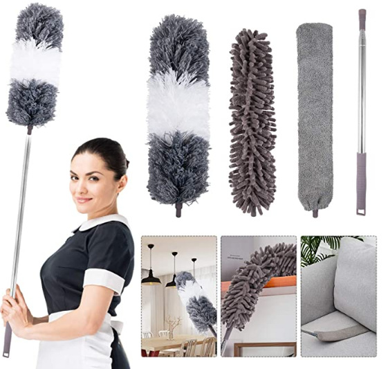 静电除尘掸 鸡毛掸子可伸缩掸子毯子扫灰神器加长清扫工具 雪尼尔