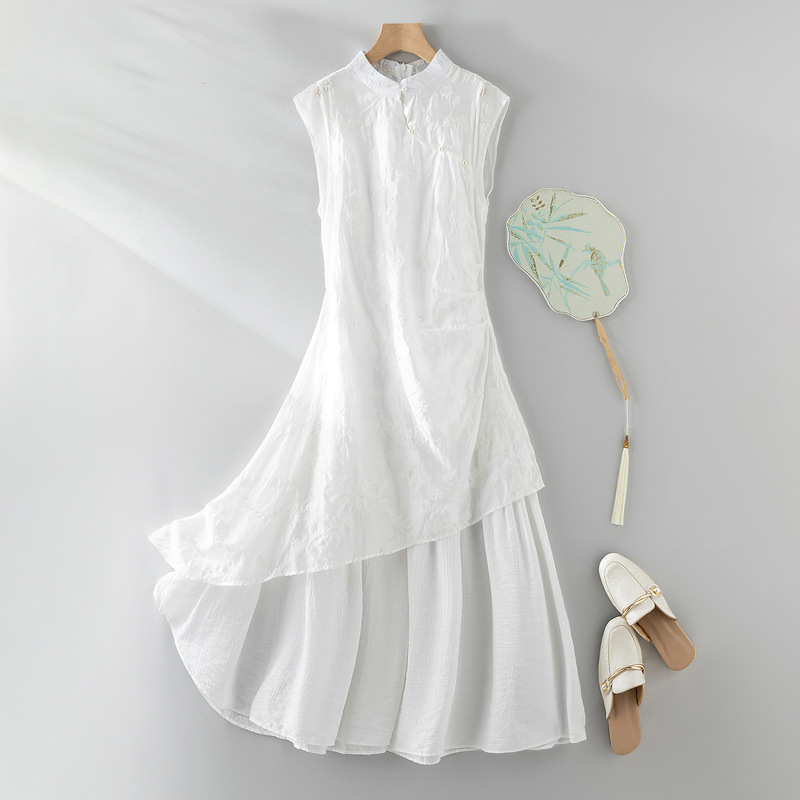 Special Offer: Chinese-Style Modernized Elegant Summer Asymmetrical New Dress with Faux Two-Piece Design and Sweet Embroidery Special Offer: Chinese-Style Modernized Elegant Summer Asymmetrical New Dress with Faux Two-Piece Design and Sweet Embroidery