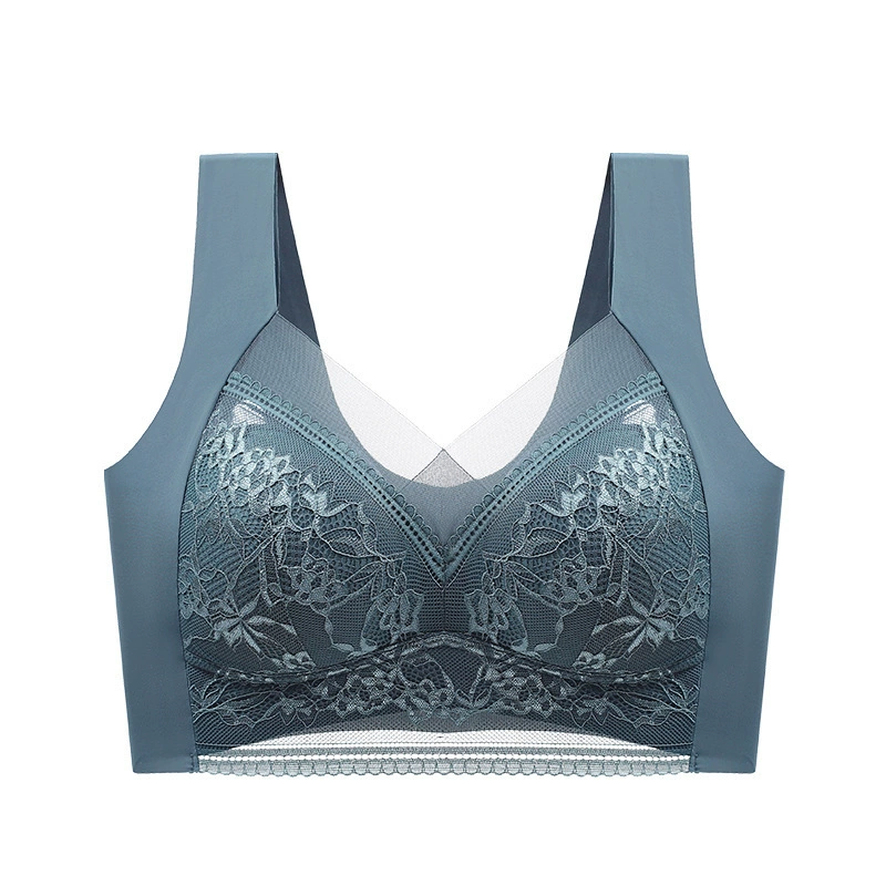 Summer light and thin silk underwear, lace push up bra, wireless bra, beautiful back