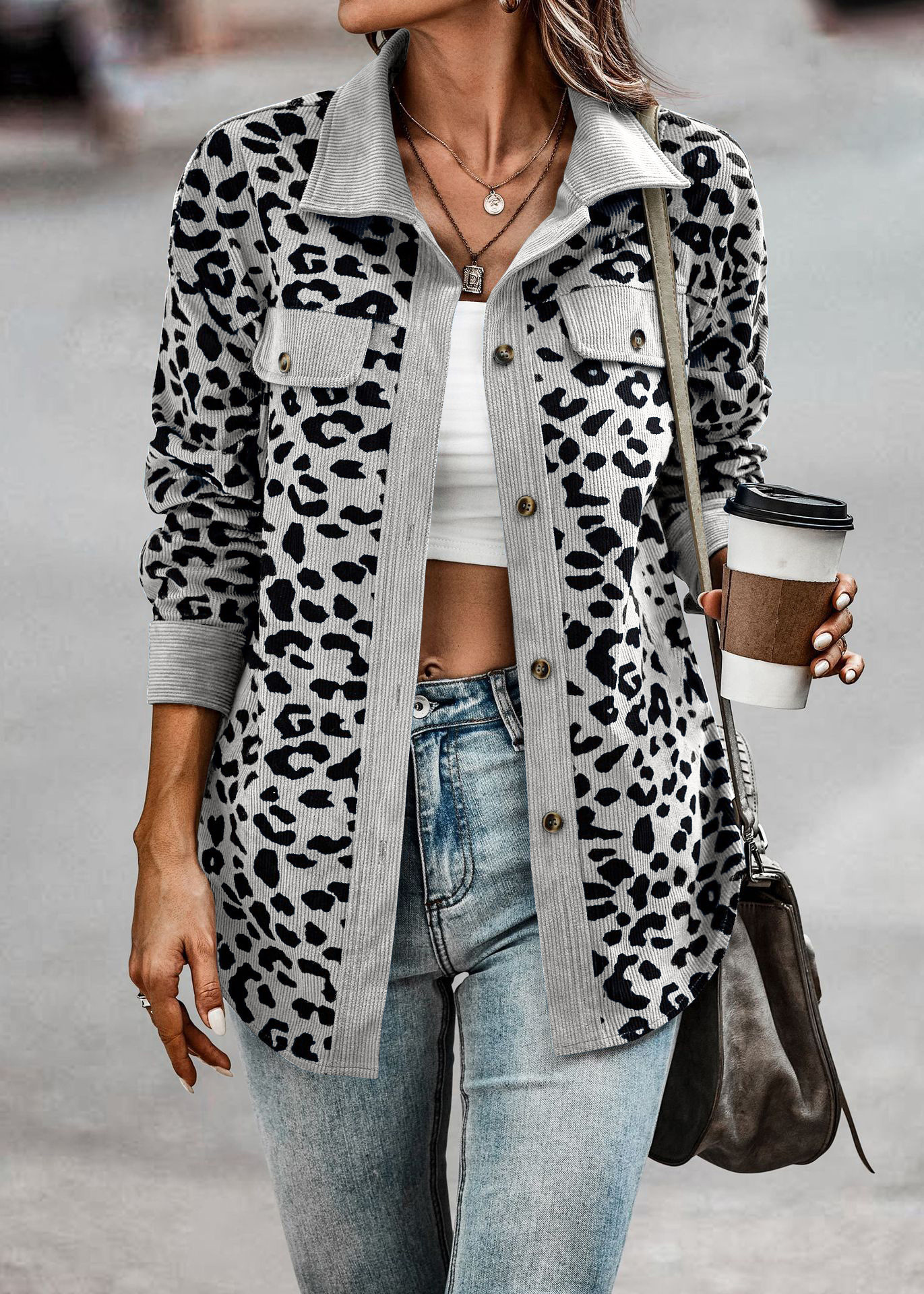 Women's Casual Leopard Printing Single Breasted Coat Jacket display picture 6