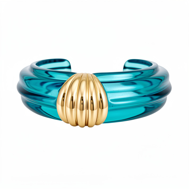 Europa y los Estados Unidos transfronterizos viento de resina estriado brazalete de nicho exagerado personalidad pulsera ligera de lujo alta sensación de joyería al por mayor