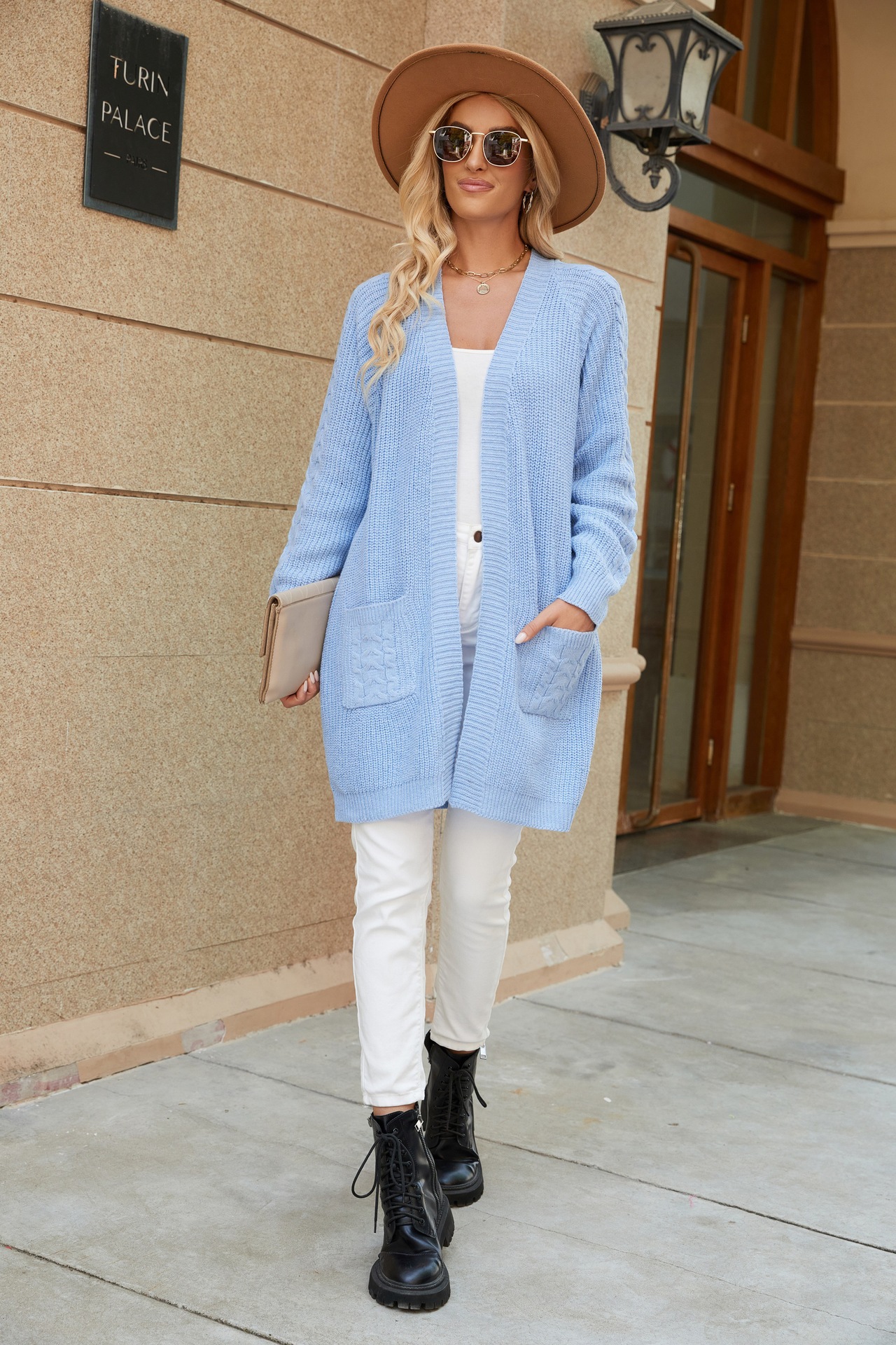Cardigan de punto largo para mujeres 2024 otoño y invierno bolsillo de punto suelto de cuello en V camiseta de punto abrigo image 10