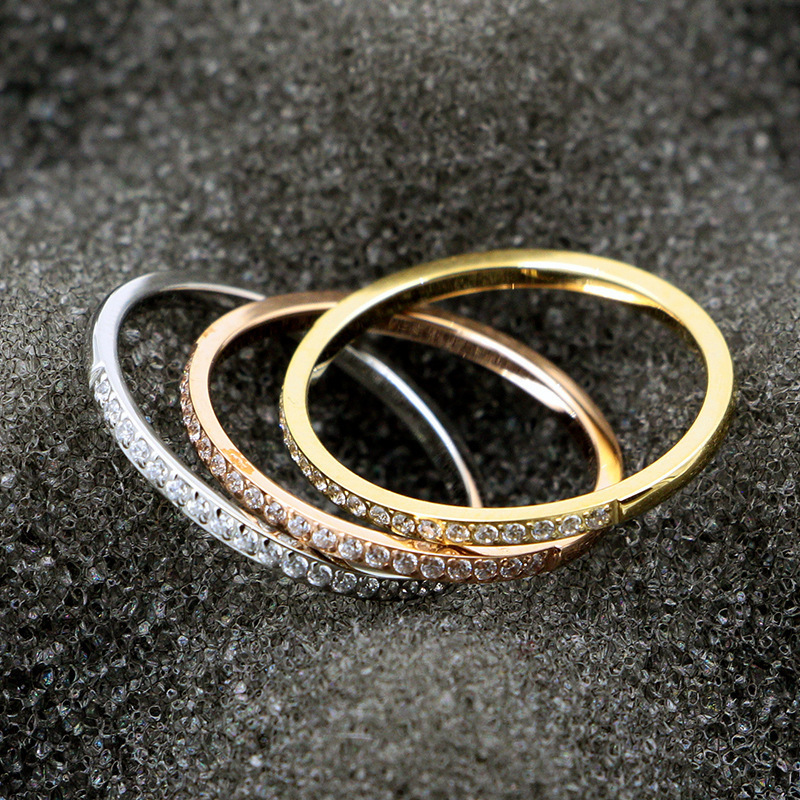 J3-301 Valentine's Day Gift Flash Diamond Ultra-Fine Version Diamond Titanium Steel Plated Color Gold Half Circle 20 Diamond Ring Women's Tail Ring J3-301 Valentine's Day Gift Flash Diamond Ultra-Fine Version Diamond Titanium Steel Plated Color Gold Half Circle 20 Diamond Ring Women's Tail Ring