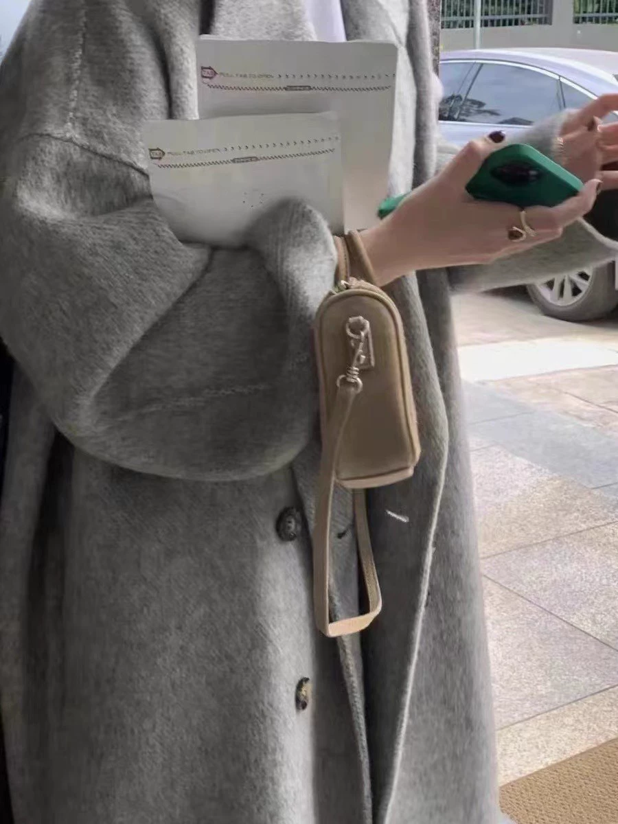 Длинный демисезонный двусторонний шерстяной бархатный классический пиджак, шерстяное пальто, средней длины
