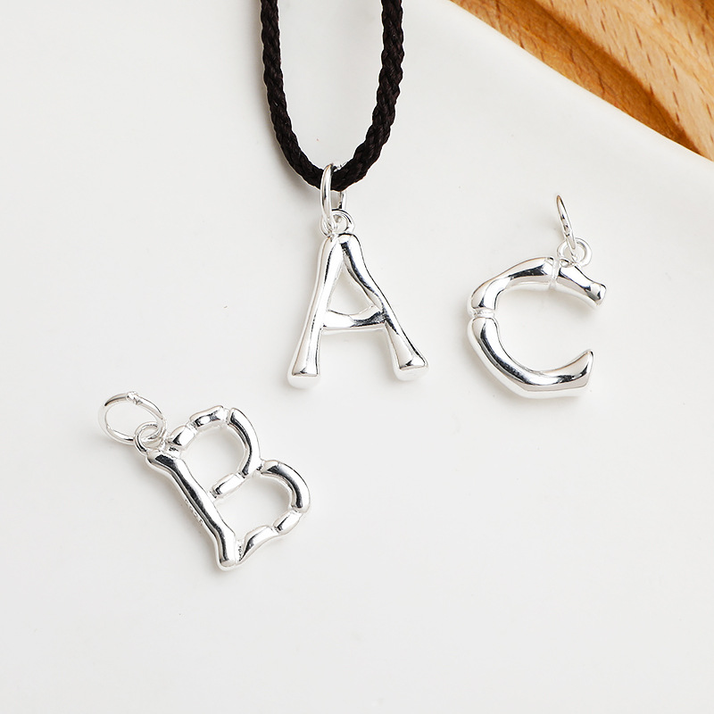 Pendant Jewelry Making Type 1 Piece Width 8-12mm Length 14-15.5mm 925 Sterling Silver Letter Pendant DIY Accessories