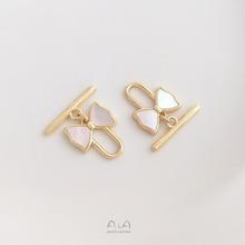 保色14K包金镶嵌天然母贝蝴蝶结OT扣手串项链珍珠饰品连接扣配件