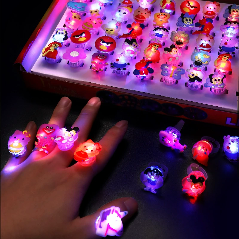 Flashing Ring Toy, soft rubber LED flash, diameter 2.5 cm, mixed cartoon/holiday styles
