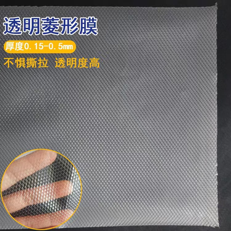 现货供应退热贴压花膜 菱形钻石纹透明网状膜 网格压纹膜PE离型膜