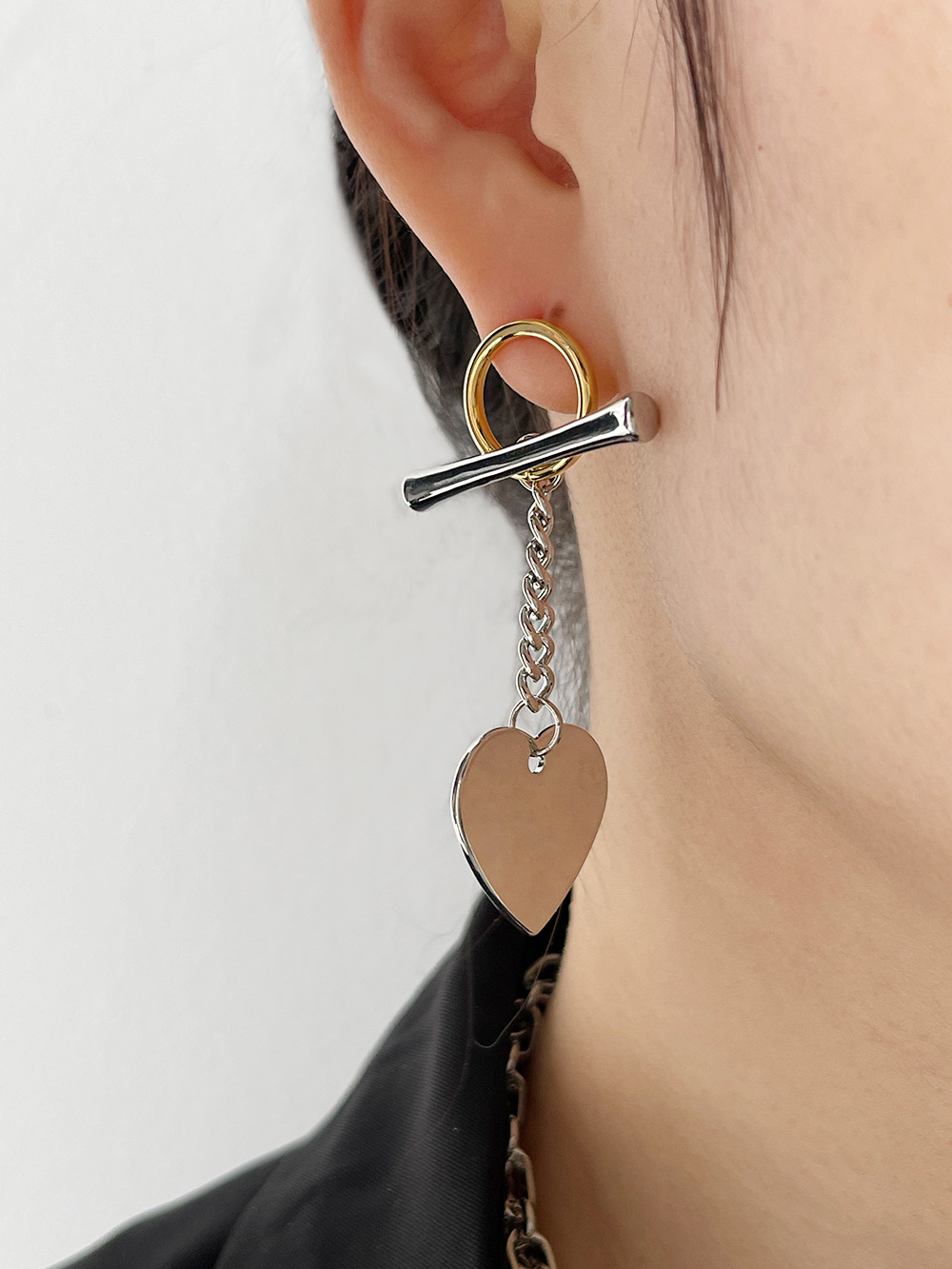 Mode Herzform Plattierung Kette Kupfer Ohrringe display picture 2