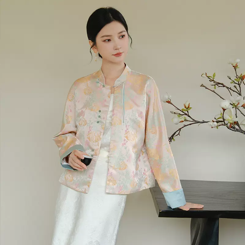 卿淑斋2025秋季中国风唐装上衣茶服春秋新中式盘扣短款宽松外套女