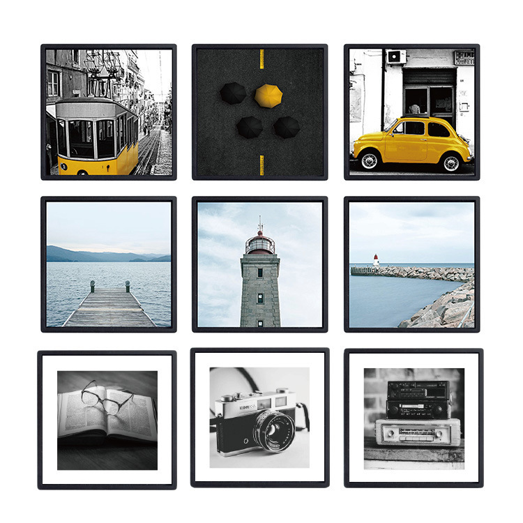 1:12 Dollhouse Miniature Artificial Modern Mural Mini Black and White Landscape Photo Frame Model