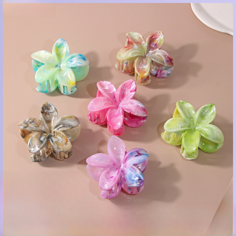 Marble Crown Cross-border Flower Clip Fashion Two-color European and American Petal Shark Clip_voghion.com