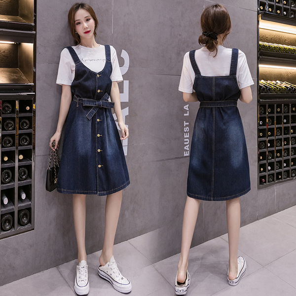Autumn long denim fitted brace