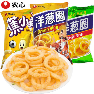 农心洋葱圈70g 原味烤鸡味蕉小黄膨化休闲零食品超市小卖部批发