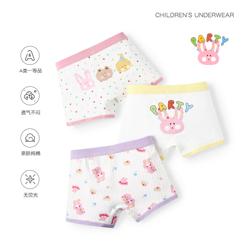 In-Stock Children's Underwear, Class a Pure Cotton, Girls' Boxer Briefs, Wholesale, Breathable and Comfortable, Class a for Girls