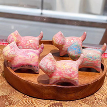 非遗流体飘漆自信猫咪办公桌面小摆件 无脸猫国潮大漆彩绘治愈系