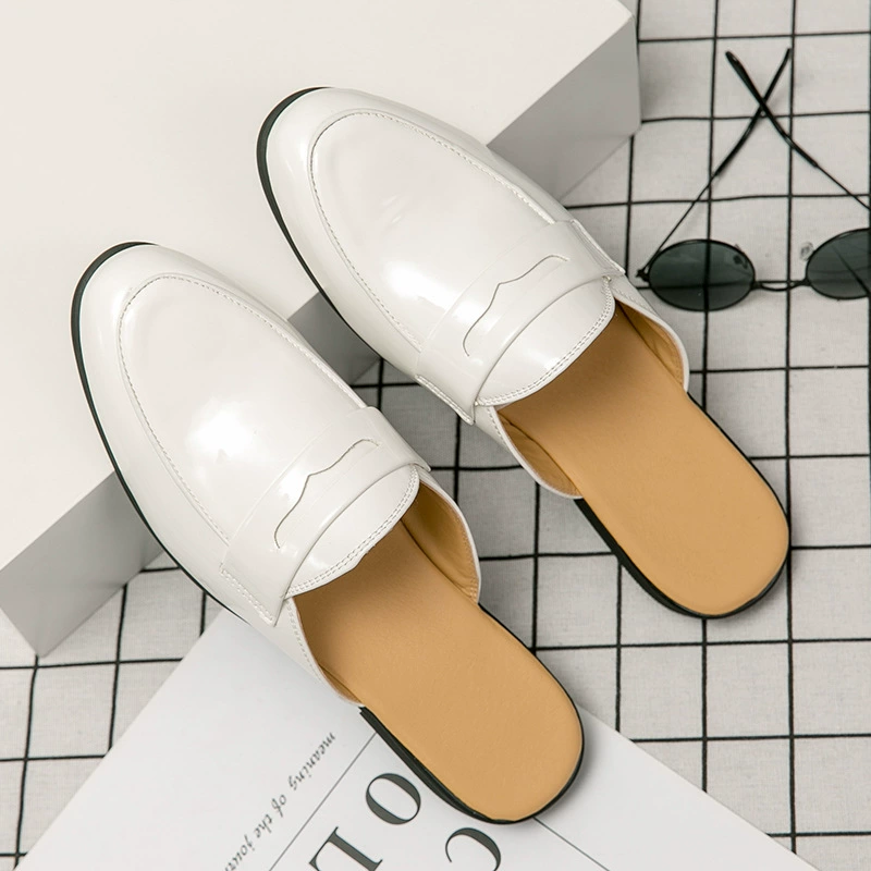 Amazon Летняя новая обувь Baotou Half-To кожаная обувь без каблуков мужская внешняя торговля кожаные тапочки большого размера Half-To мужская обувь