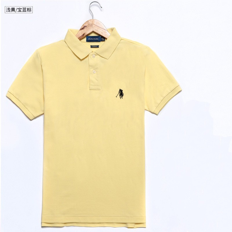 小马标男式翻领刺绣纯色纯棉大码宽松短袖t恤外贸经典爆款POLO衫|undefined