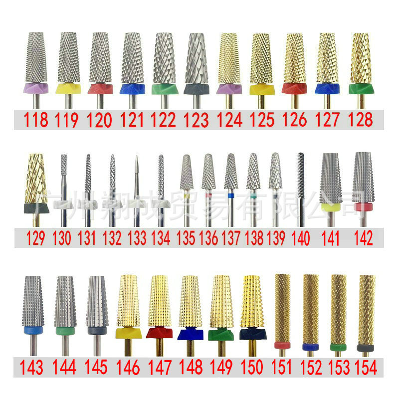 Nail art de gama alta frontal cabeza de molienda + eliminación de uñas de aleación de acero de tungsteno taladro de eliminación de uñas taladro tallado cabeza de molienda