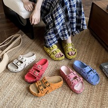 7188-1~2025年夏季新款懒人休闲厚底真皮勃肯凉拖鞋女外穿