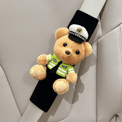 Seat belt shoulder pad – Sleeve - green-police-bear-1-ice-silk-shoulder-pad