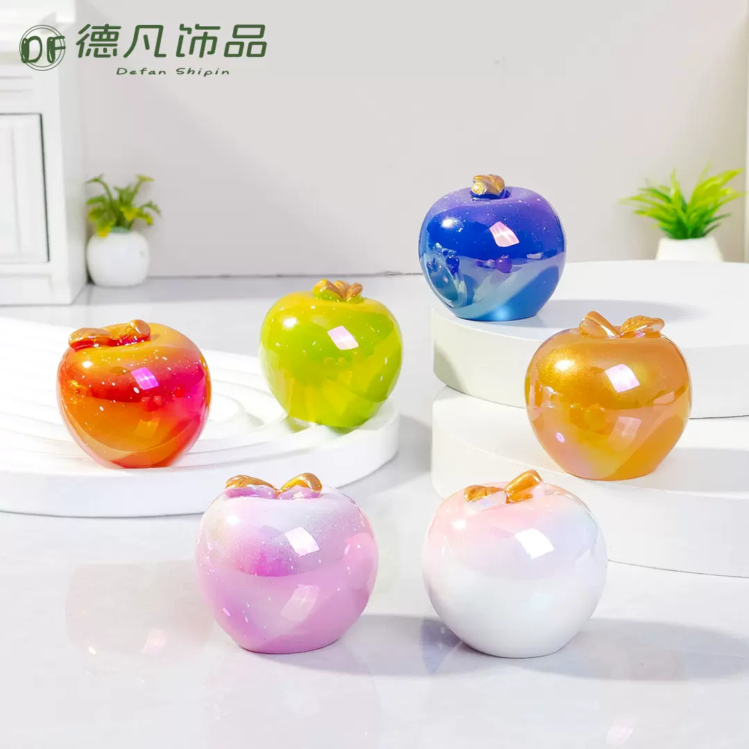 抖音直播电镀水果萌粒食玩对对碰仿真diy树脂渐变大水果盲袋摆件