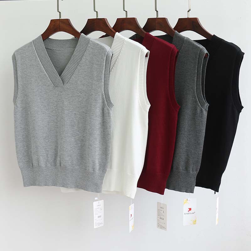 Spring, Autumn and Winter Outer Wear Knitted Vest for Women New Korean Style Women's Clothing Elegant V Neck Large Size Loose Sweater for Outer Wear