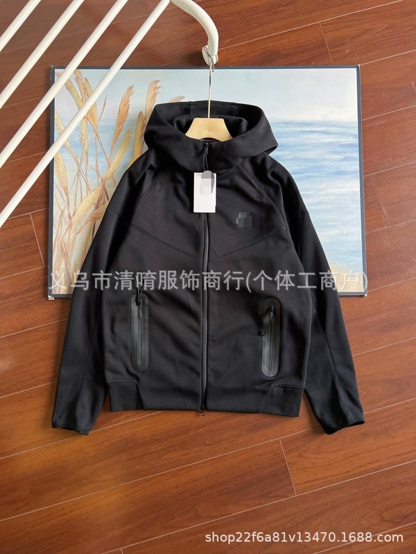 男子跨境耐钩子运动宽松训练休闲透气连帽防风针织夹克外套FB7922|undefined