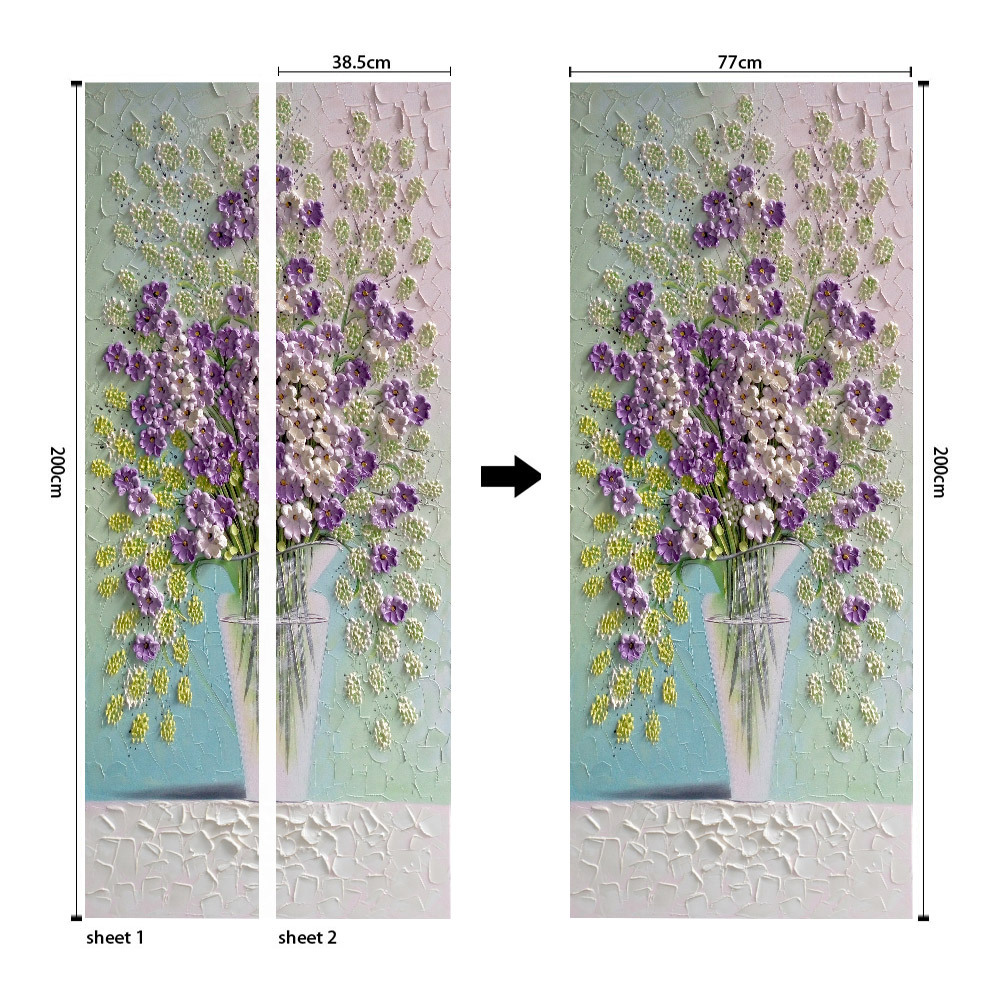 Pegatinas para puertas 3D respetuosas con el medio ambiente, autoadhesivos, fabricantes de origen al por mayor, patrones populares transfronterizos de alta definición, adhesivos para puertas impermeables, a prueba de aceite y antiincrustantes