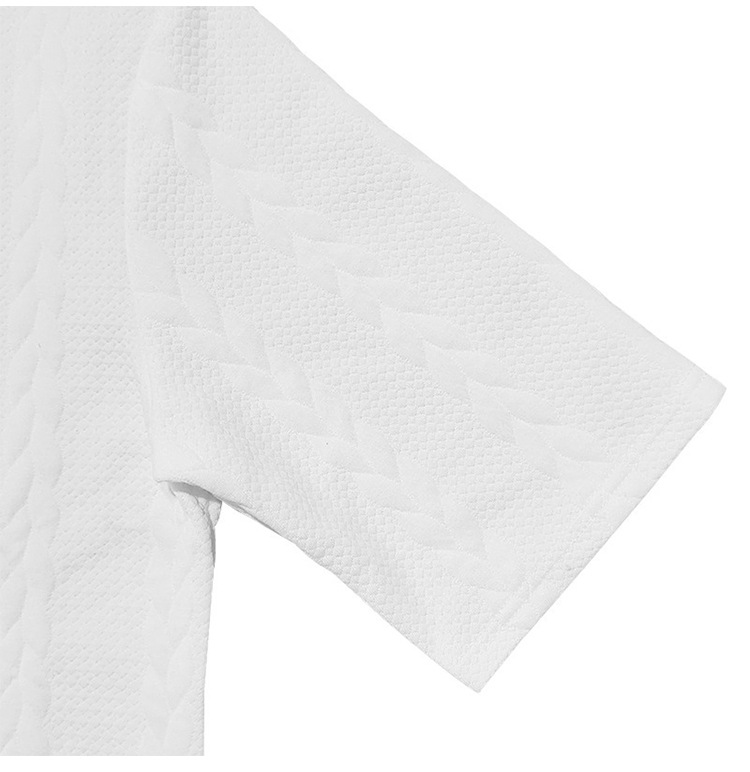 Men's Jacquard Knit Short Sleeve Tee And Shorts Set Solid Color Casual Summer Sport Outfit_viptrois.com