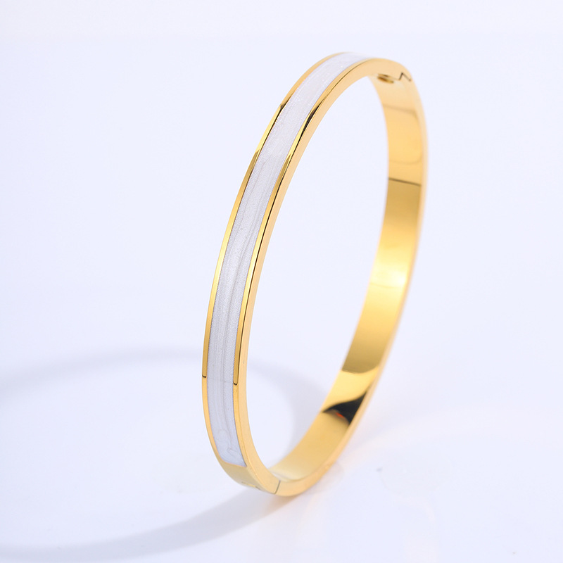 Pulsera de Esmalte 18K de Acero de Titanio Impermeable Hipoalergénica image 12