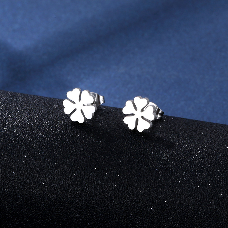 fashion small flower pendant stainless steel necklace earrings