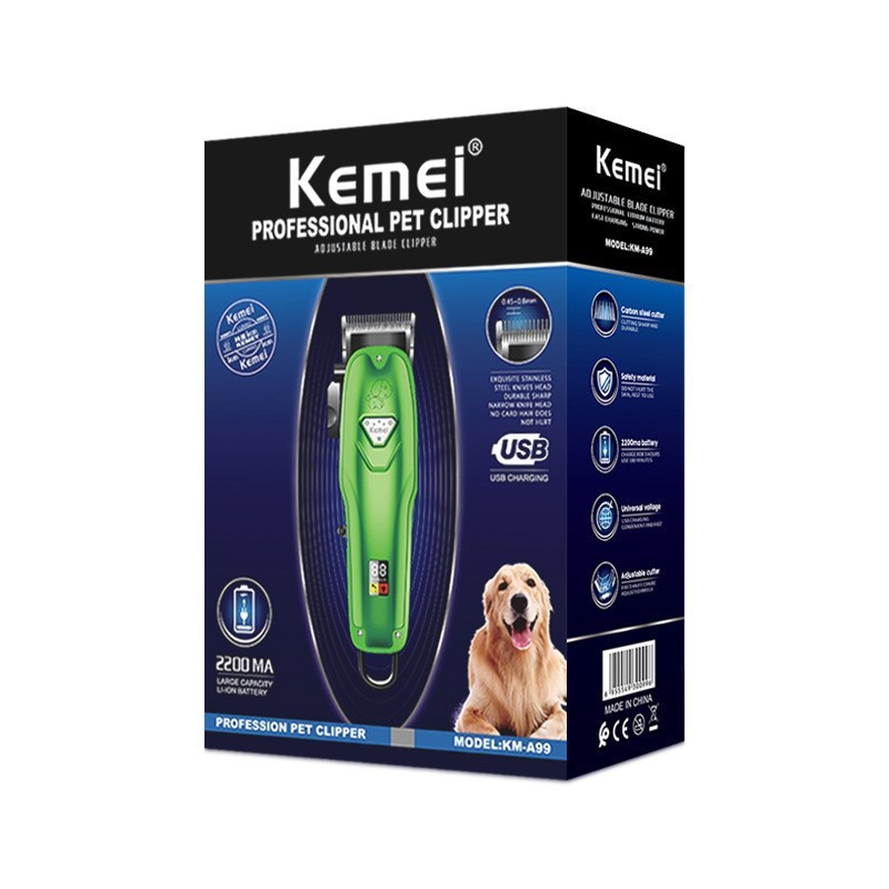 Машинка для стрижки животных Kemei KM-A99 зеленый