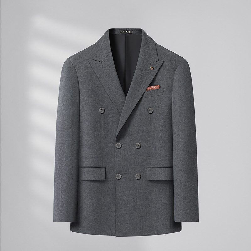 2025 Spring/Autumn Plus Size Business Formal Double-Breasted Suit Set for Men, Extra Large Three-Piece Suit