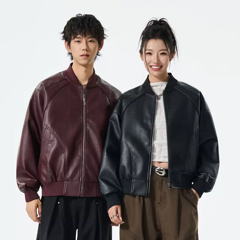 线上批发销售常规款皮衣2025春秋年新品气质机车棒球夹克皮衣休闲