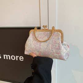 2025夏季休闲国风刺绣女包唯美单肩女简约洋气腋下手提链条斜挎包