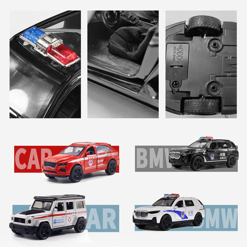 Police car fire truck children's toys with sound and light alloy car model boys pull back car toys wholesale